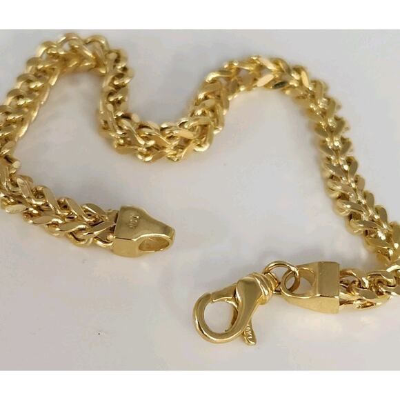 10k Yellow Gold Wheat Chain Bracelet 7.2" - Picture 4 of 7